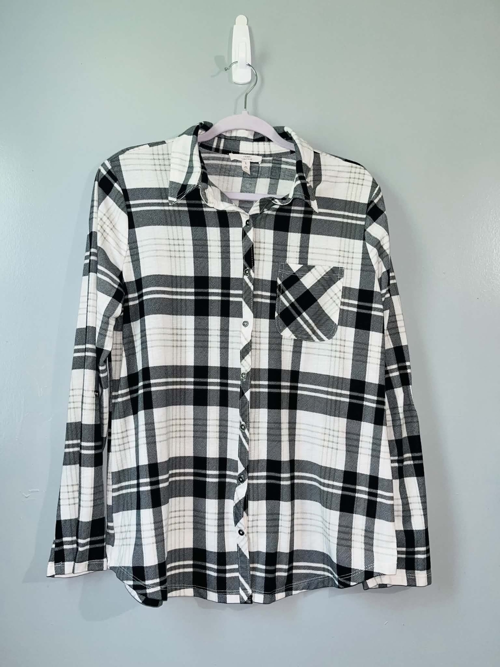Classic Black & White Plaid Button-Up Shirt